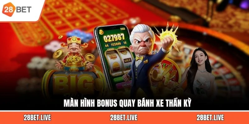 Màn hình bonus quay bánh xe thần kỳ